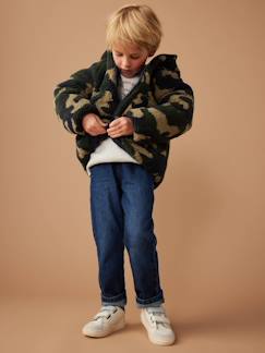 -Jungen Wende-Steppjacke mit Teddyfleece, Recycling-Polyester-Wattierung