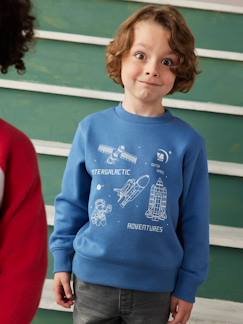 Jungenkleidung-Pullover, Strickjacken, Sweatshirts-Sweatshirts-Jungen Sweatshirt mit Print, Recycling-Polyester Basic