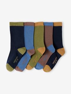 5er-Pack zweifarbige Jungen Socken aus Ripp  [numero-image]