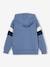 Jungen Kapuzensweatshirt mit Colorblock-Ärmeln graublau+moosgrün+weiß meliert 2