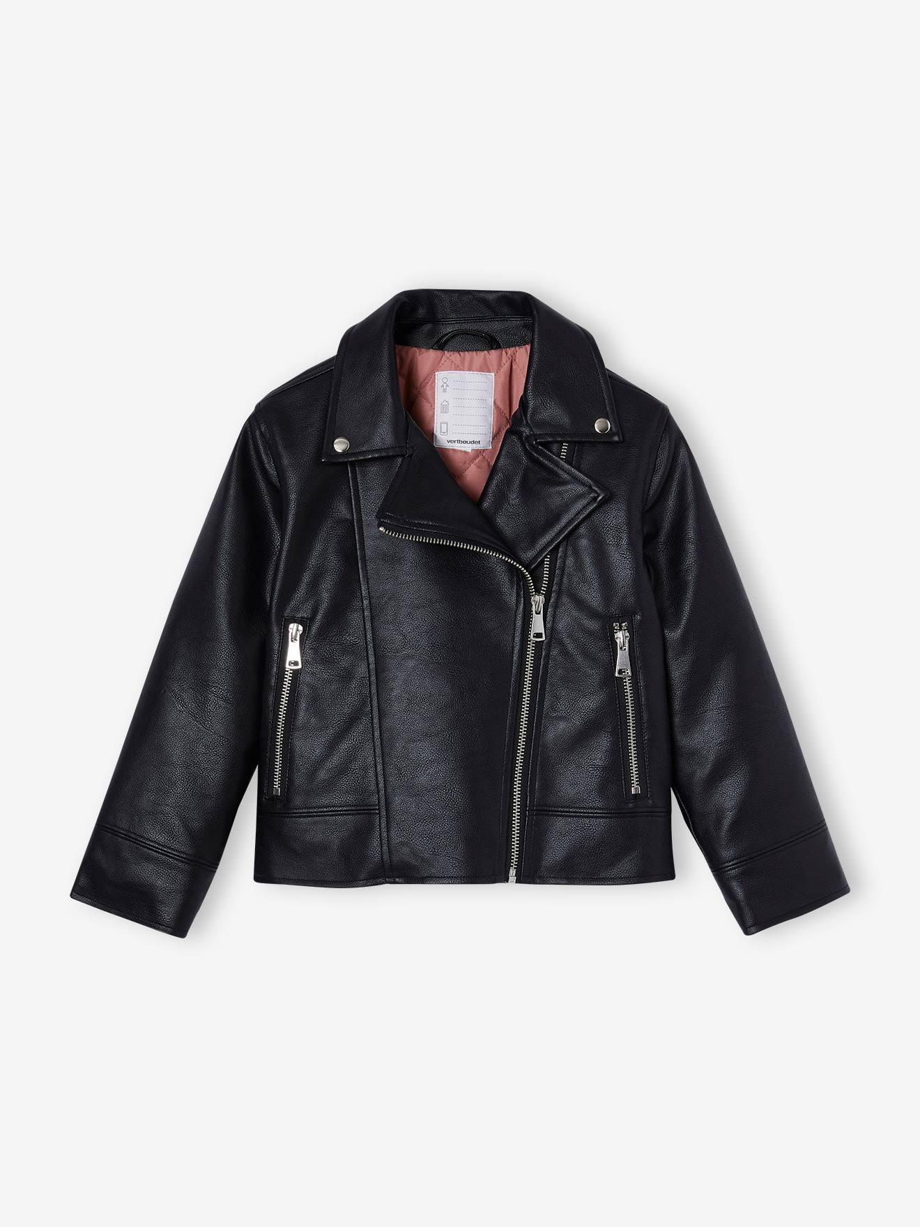 Thumbnail - Mädchen Bikerjacke aus Lederimitat mit Recycling-Polyester