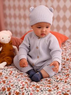 Babymode-Baby-Sets-Baby-Set: gerippter Strickoverall & Mütze mit Ohren