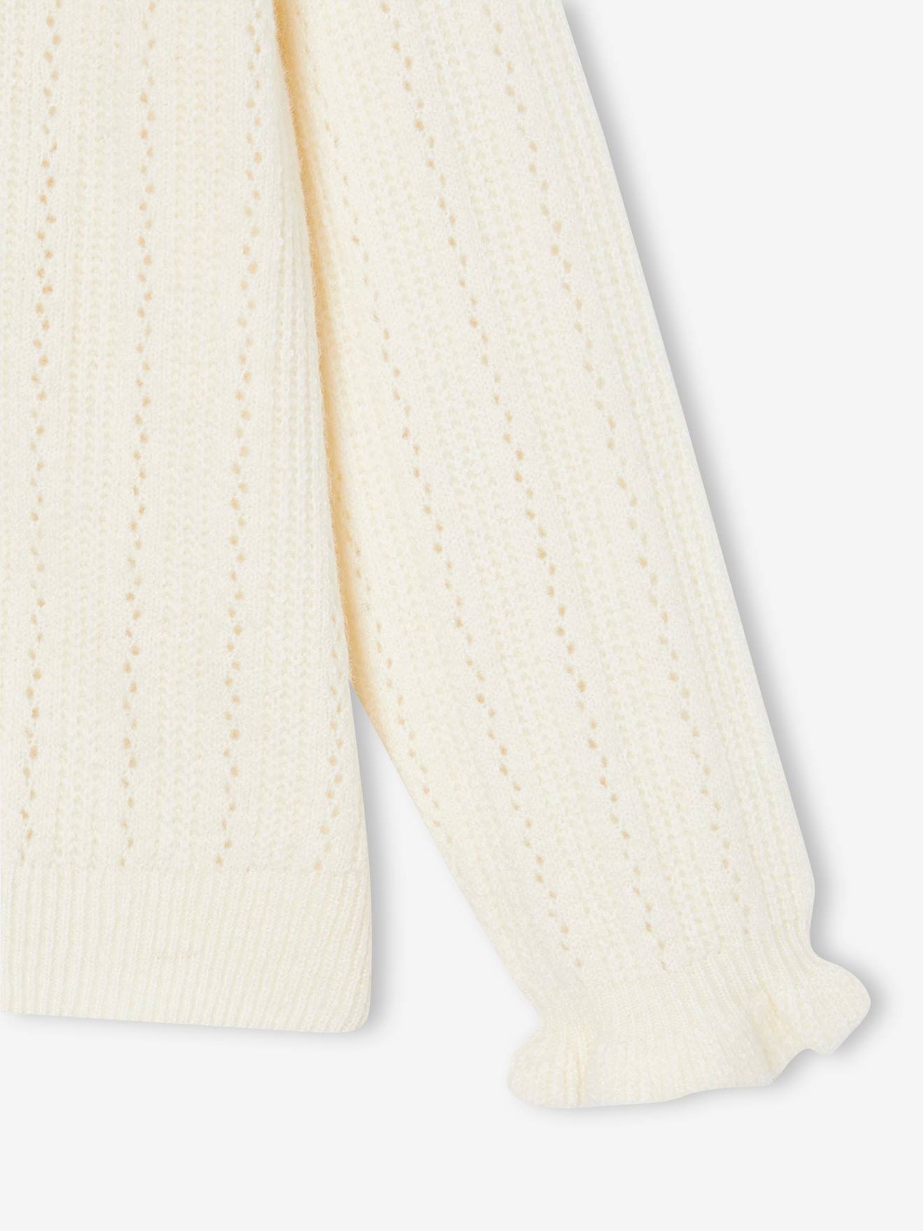 Thumbnail - Flauschige Mädchen Strickjacke mit Ajourmuster