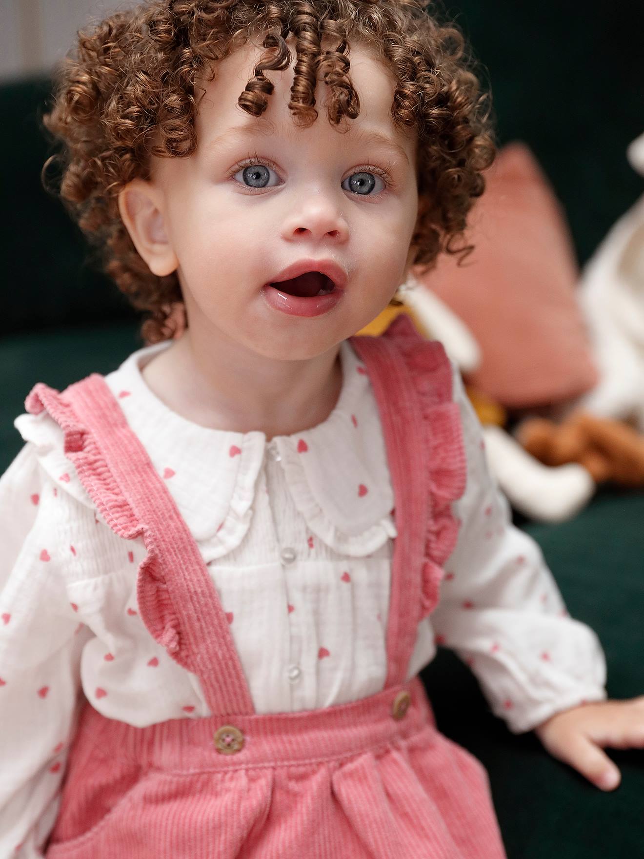 Mädchen Baby Bluse aus Musselin mit Herzen