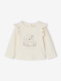 Babymode-Shirts & Rollkragenpullover-Bedrucktes Baby Shirt mit Rüschen an der Schulter Oeko-Tex