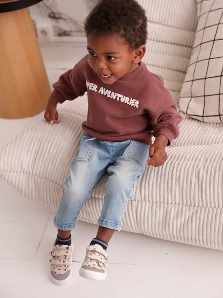 Baby Jungen Sweatshirt mit Message-Print, personalisierbar blau/super brother+rotbraun/super aventurier 11