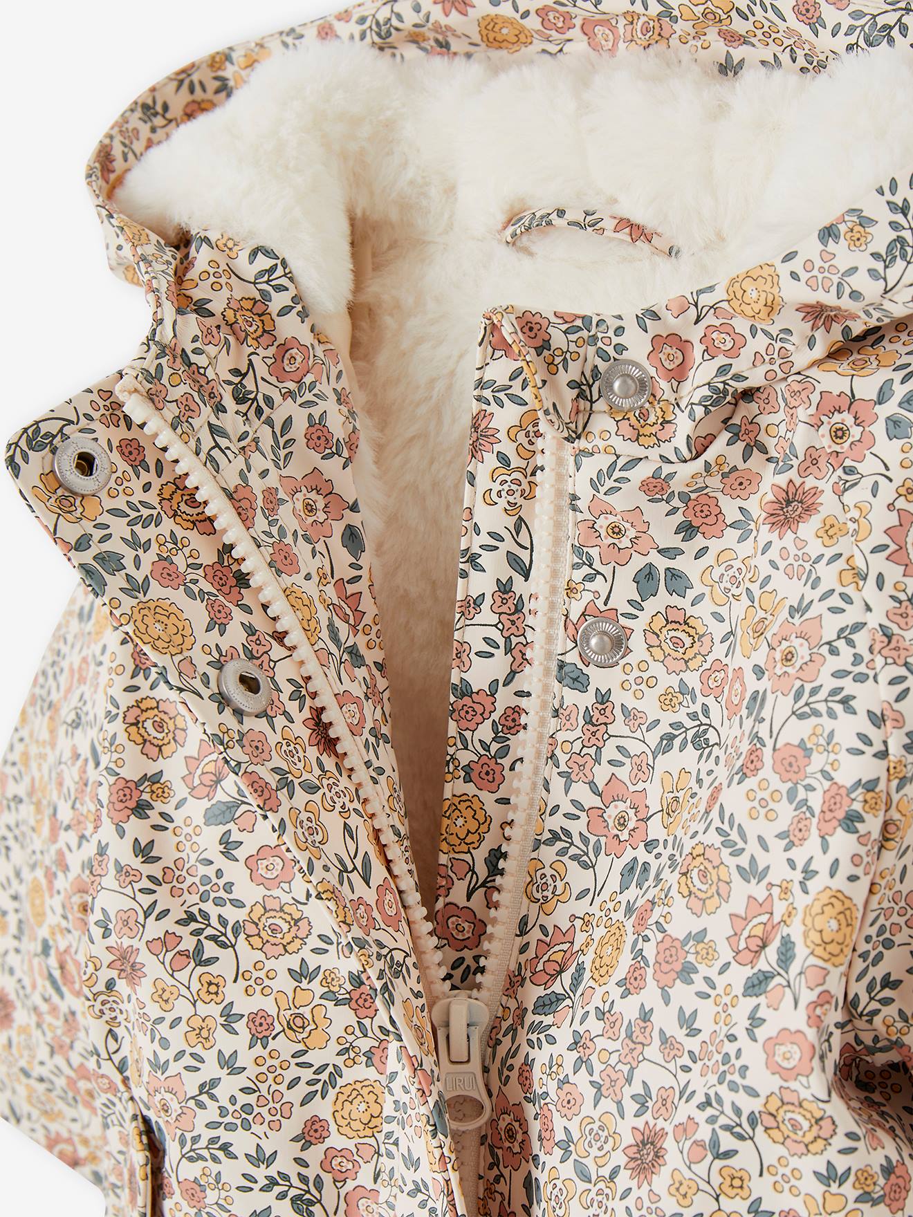 Thumbnail - Gefütterte Mädchen Baby Regenjacke mit Blumen und Recycling-Polyester