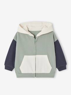 Jungen Baby Kapuzensweatjacke im Colorblock-Style mit Recycling-Polyester  [numero-image]