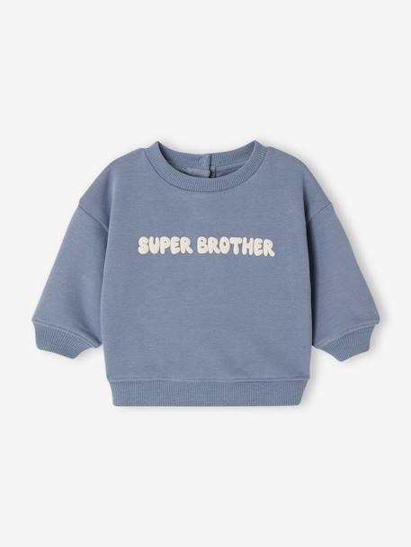 Baby Jungen Sweatshirt mit Message-Print, personalisierbar blau/super brother+rotbraun/super aventurier 1