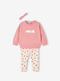 Babymode-Baby-Sets-Mädchen Baby-Set: Sweatshirt, Leggings & Haarband, personalisierbar