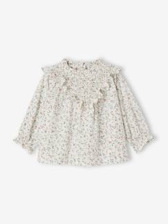 Babymode-Hemden & Blusen-Gesmokte Mädchen Baby Bluse mit Blumenmuster