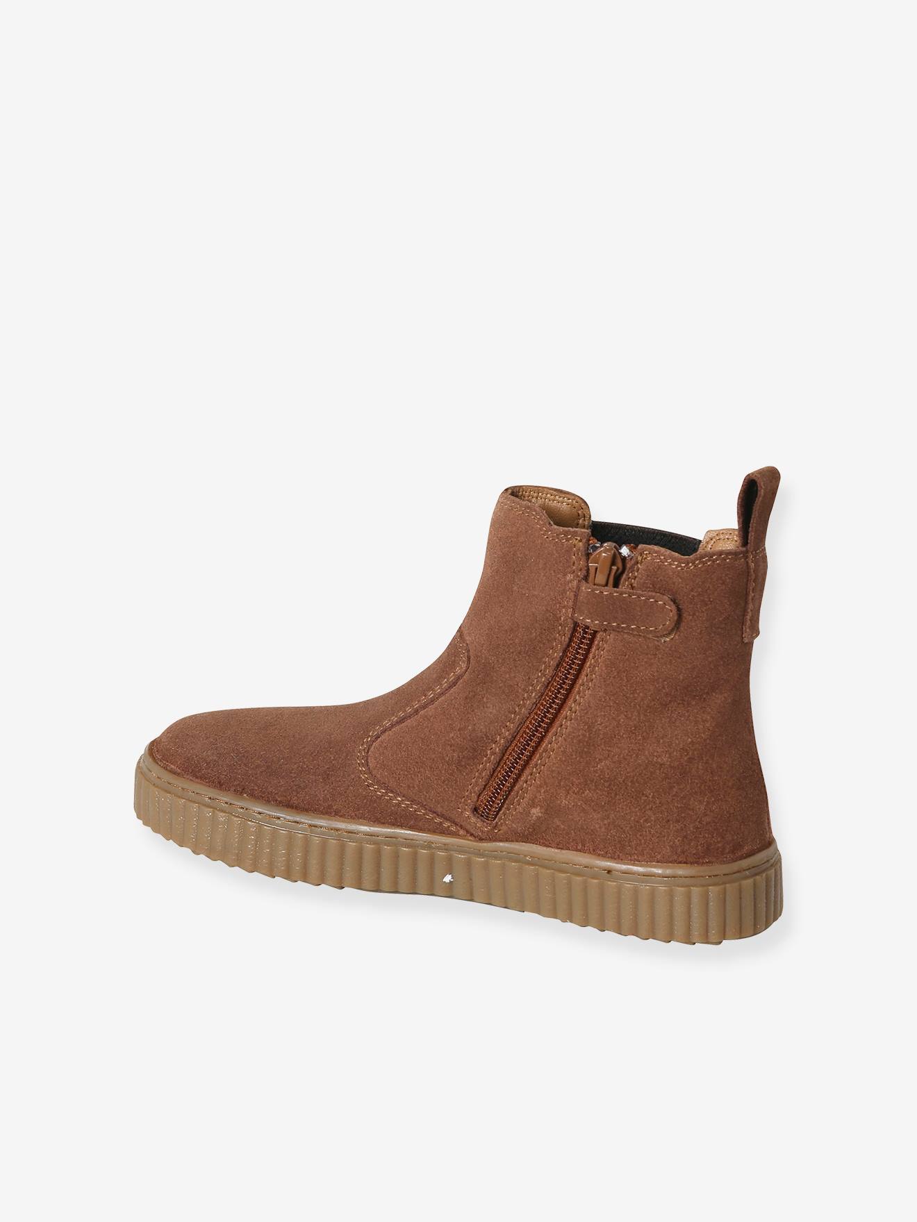 Thumbnail - Kinder Chelsea-Boots aus Leder mit Reißverschluss camel