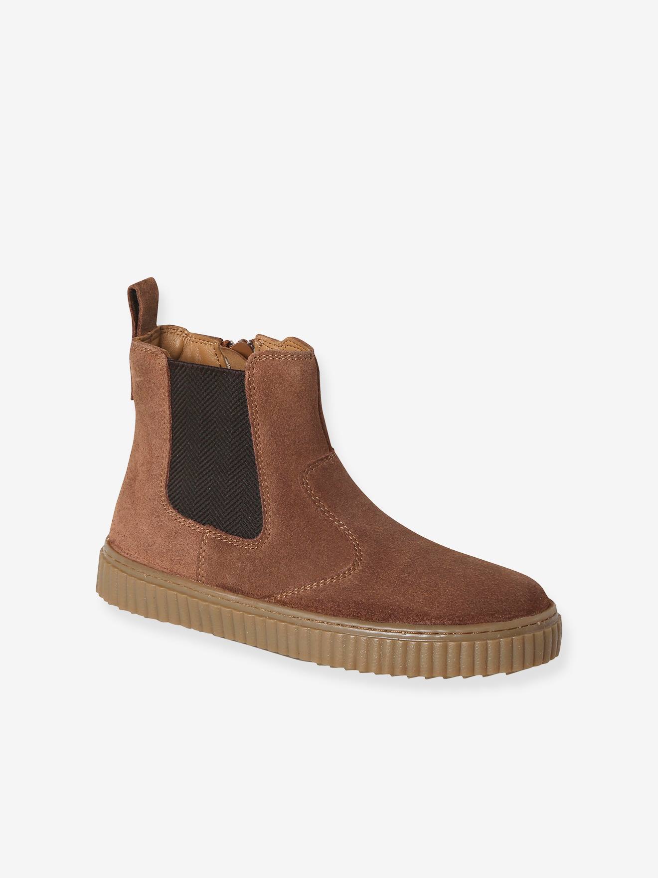 Kinder Chelsea-Boots aus Leder mit Reißverschluss camel