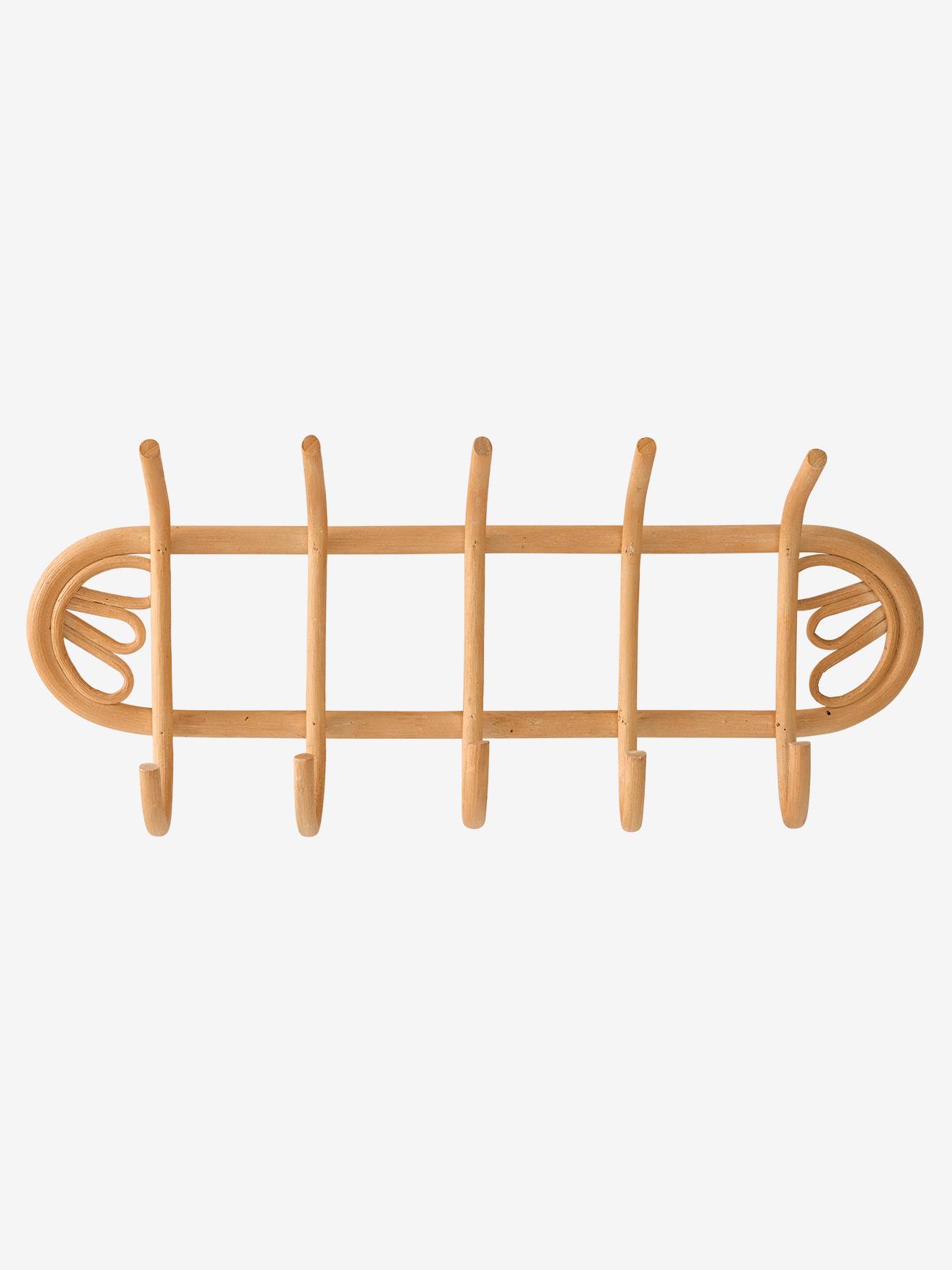 Thumbnail - Wandgarderobe aus Rattan mit 5 Kleiderhaken