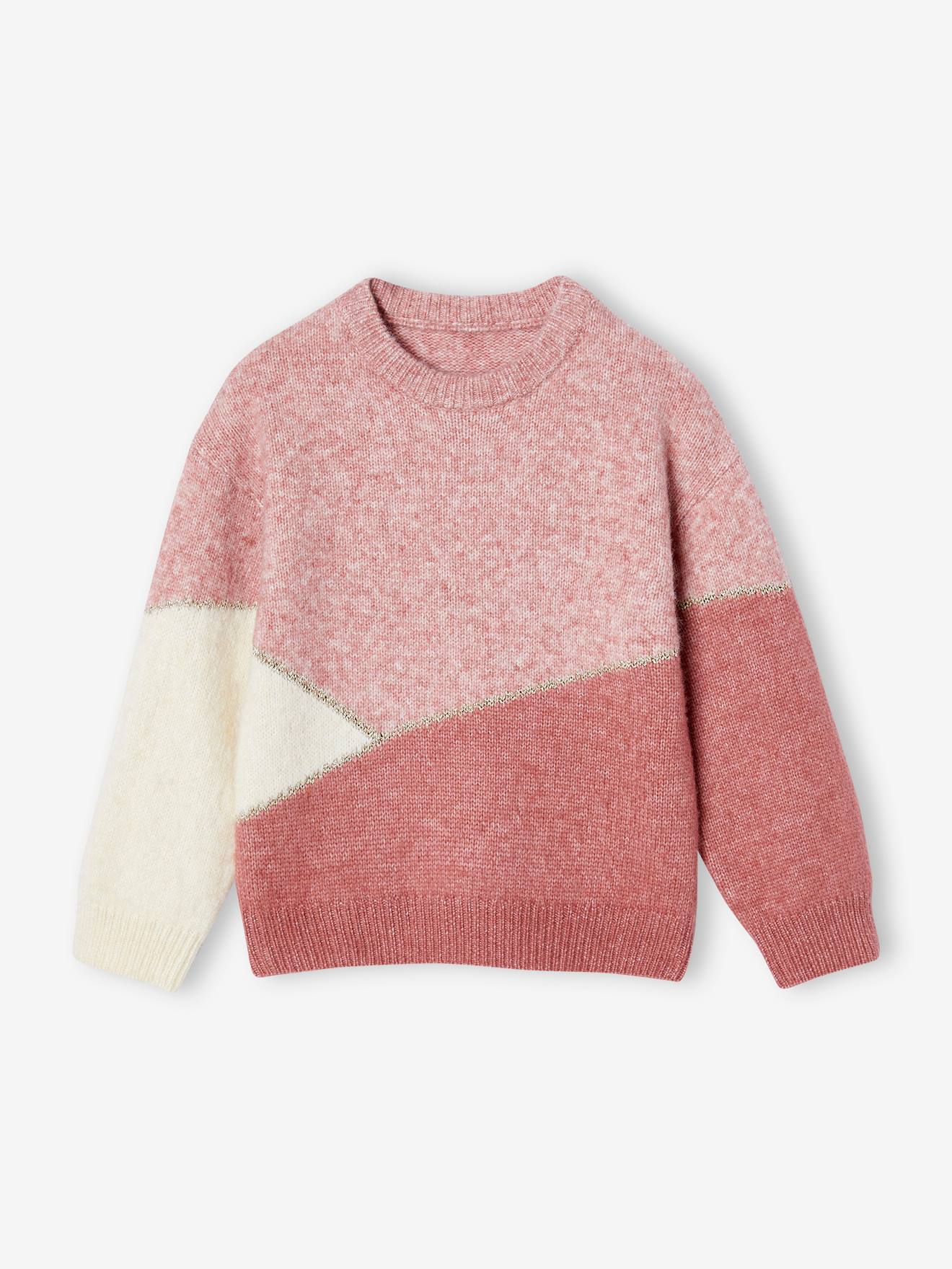 Thumbnail - Mädchen Pullover im Colorblock-Style pudrig