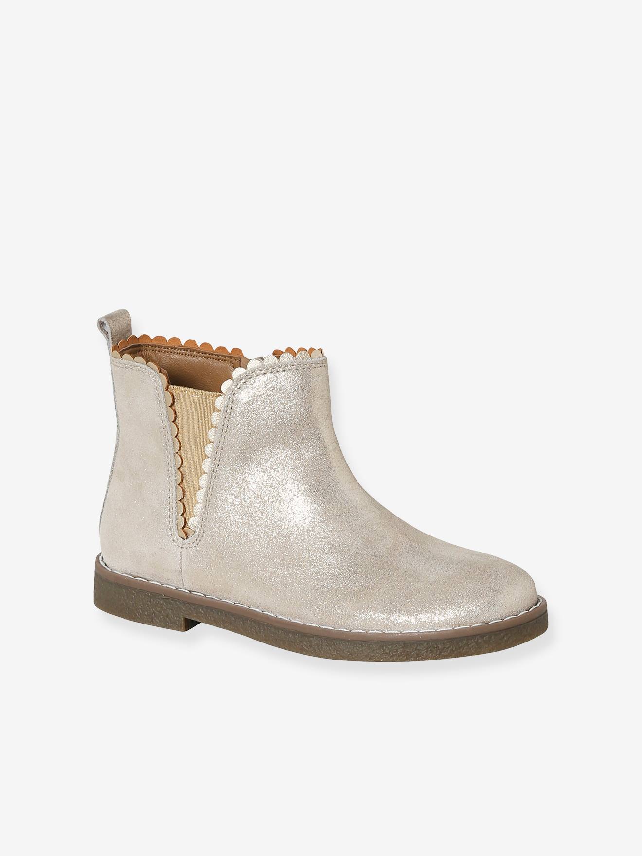 Mädchen Leder-Boots mit Zierborte