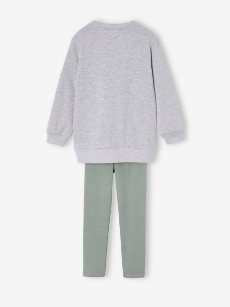 Mädchen Sport-Set aus langem Sweatshirt & Sport-Leggings mit Recycling-Polyester anthrazit+grau meliert 9