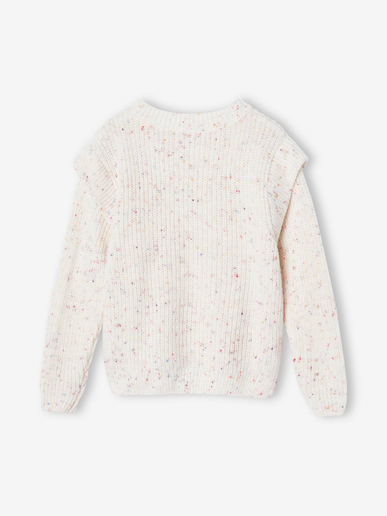 Thumbnail - Mädchen Pullover aus meliertem Strick vanille