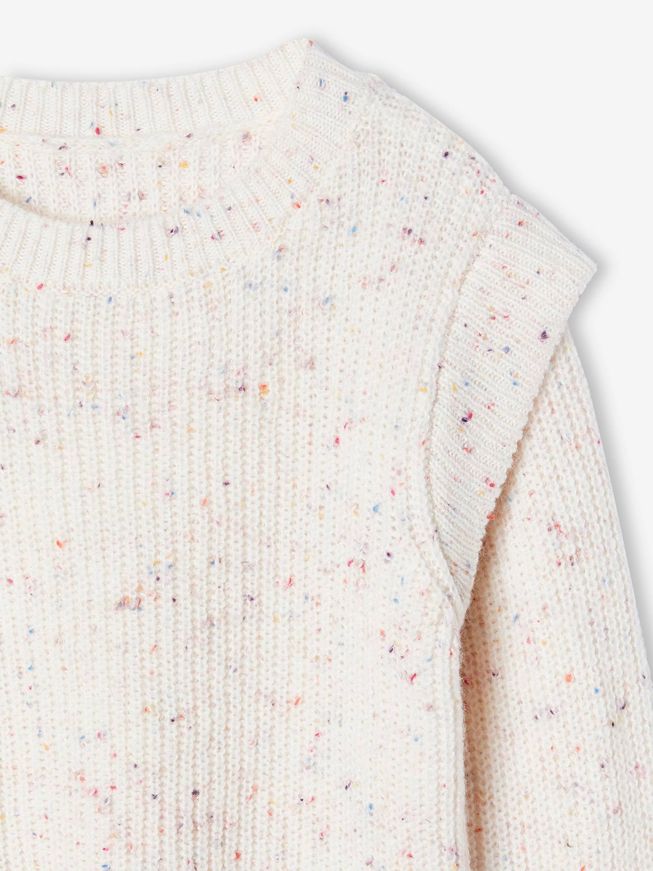 Thumbnail - Mädchen Pullover aus meliertem Strick vanille