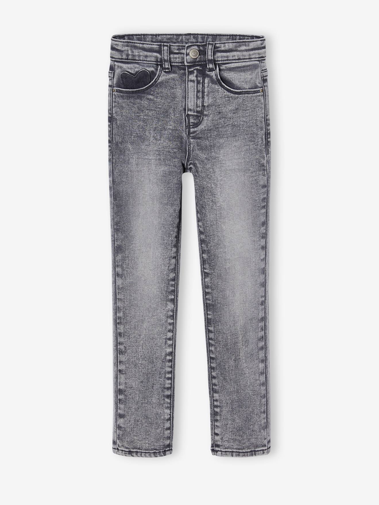 Mädchen Slim-Jeans, SLIM grauer denim Gr. 158 von vertbaudet