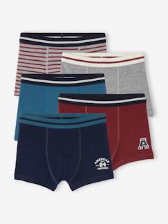 Jungenkleidung-Unterwäsche & Socken-Unterhosen & Boxershorts-Bio-Kollektion: 5er-Pack Jungen Boxershorts ATHLETIC