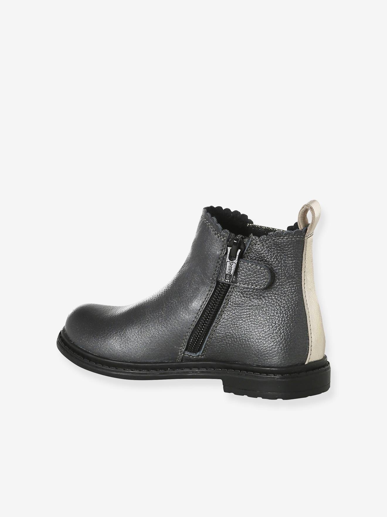 Thumbnail - Mädchen Leder-Boots mit Dehneinsatz und Reißverschluss