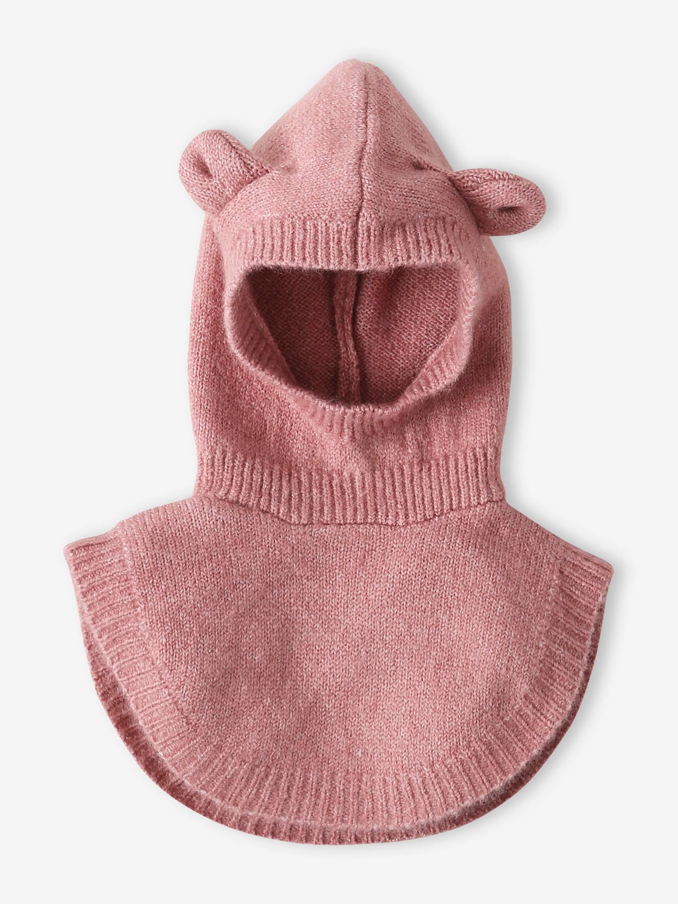 Mädchen Baby Schalmütze mit Teddyohren hell
