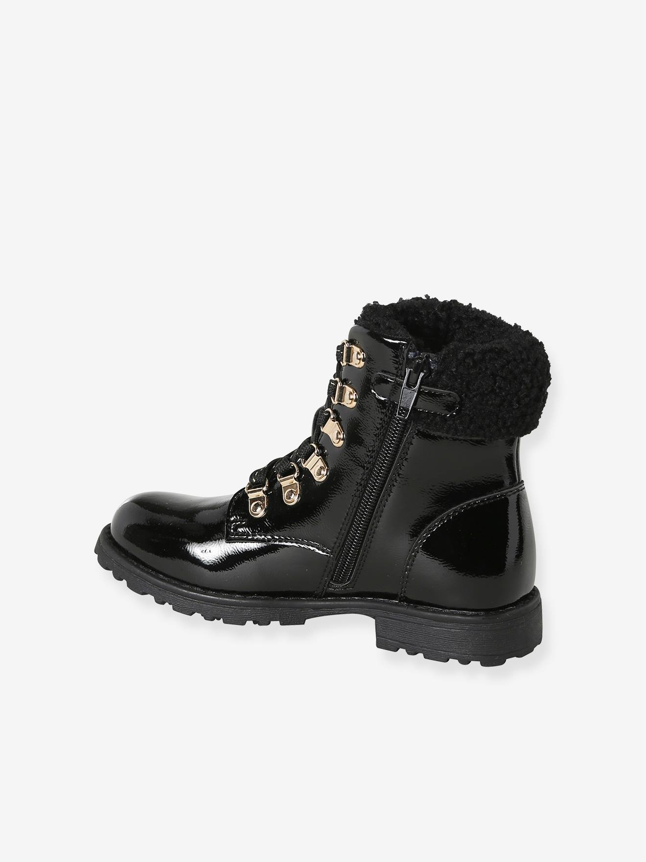 Thumbnail - Mädchen Lack-Boots mit Schnürung und Webpelz