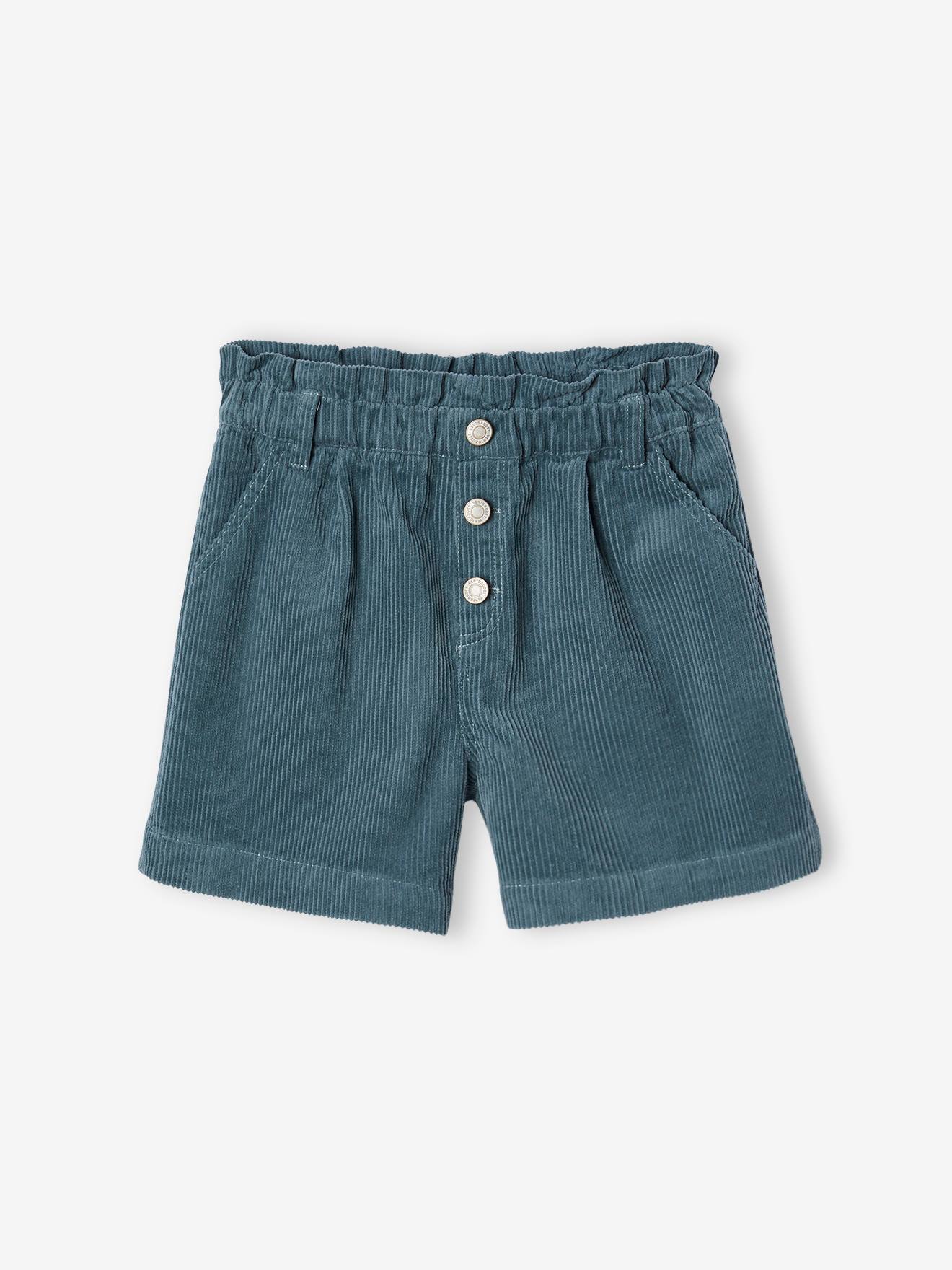 Vertbaudet Mädchen Paperbag-Shorts Aus Cord Pfauen Pfauenblau Größe 116