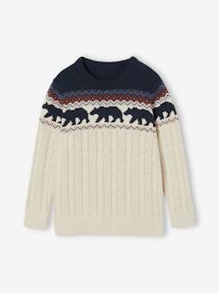 Jungenkleidung-Pullover, Strickjacken, Sweatshirts-Jungen Jacquard-Pullover mit Zopfmuster