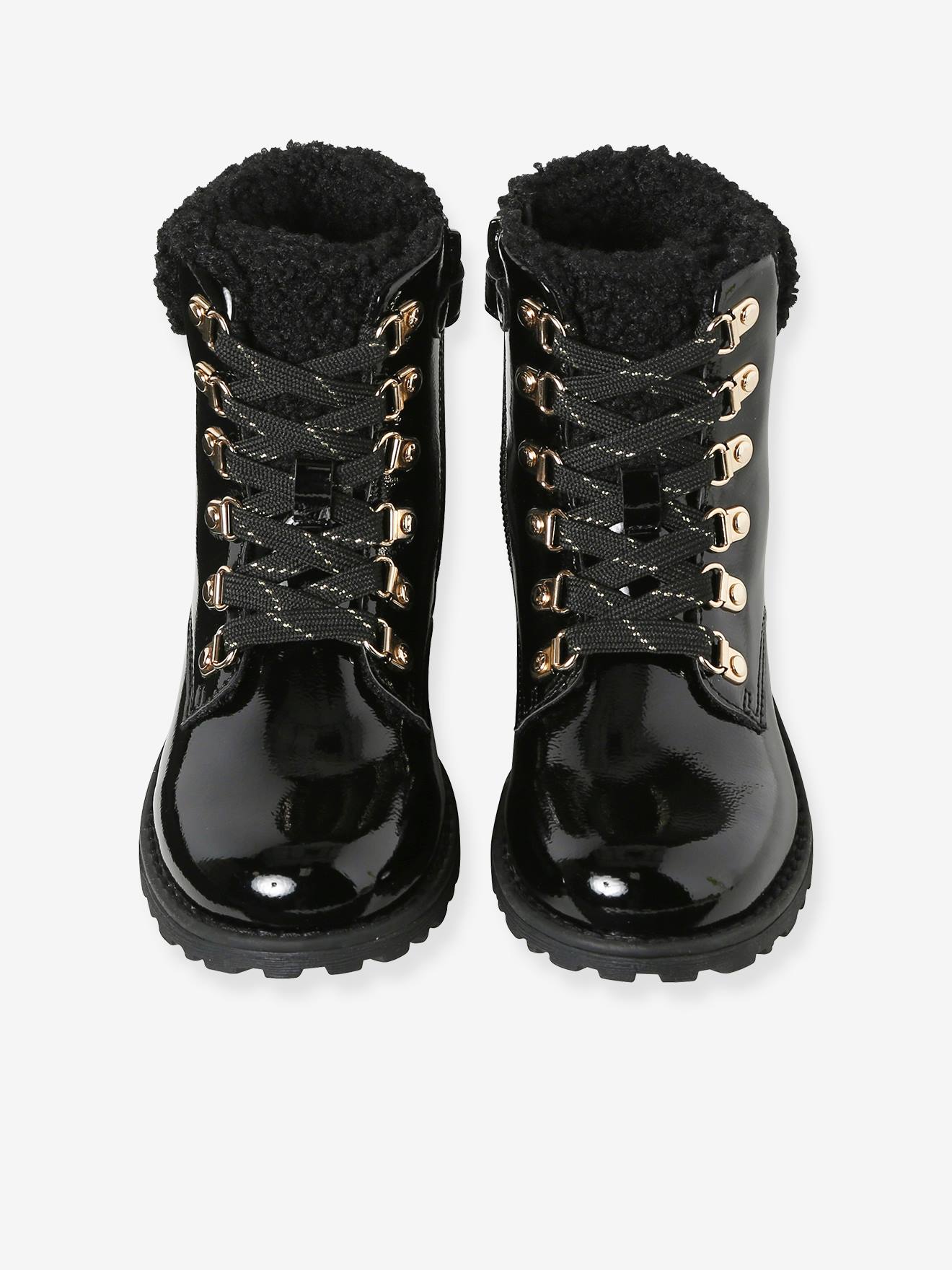 Thumbnail - Mädchen Lack-Boots mit Schnürung und Webpelz