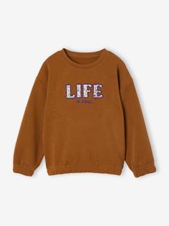 Maedchenkleidung-Pullover, Strickjacken & Sweatshirts-Sweatshirts-Mädchen Sweatshirt LIFE IS COOL mit Recycling-Polyester