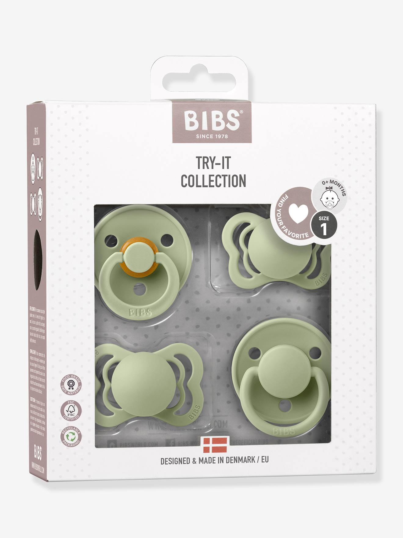 Thumbnail - 4-teiliges Beruhigungssauger-Set TRY IT BIBS salbei