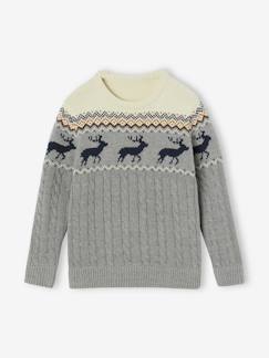 Jungenkleidung-Pullover, Strickjacken, Sweatshirts-Jungen Jacquard-Pullover mit Zopfmuster Oeko-Tex