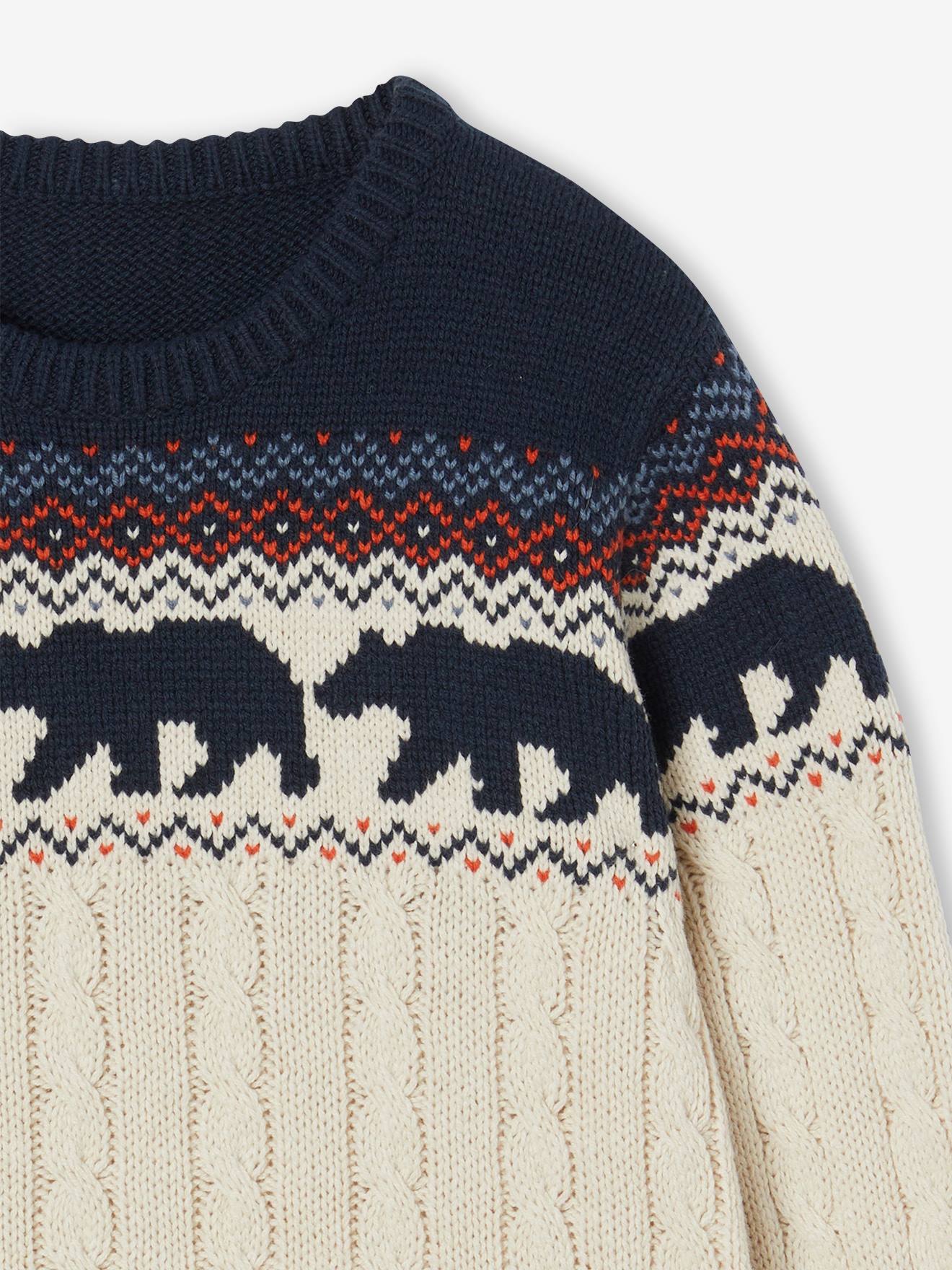 Thumbnail - Jungen Jacquard-Pullover mit Zopfmuster