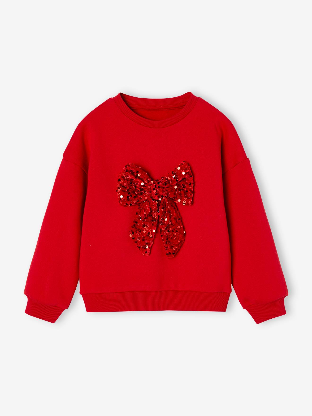Thumbnail - Mädchen Weihnachts-Sweatshirt mit Pailletten-Schleife