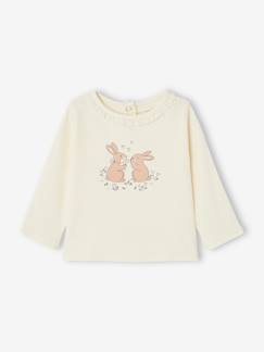 Babymode-Bio-Kollektion: Geripptes Baby Shirt HASEN mit Zierkragen