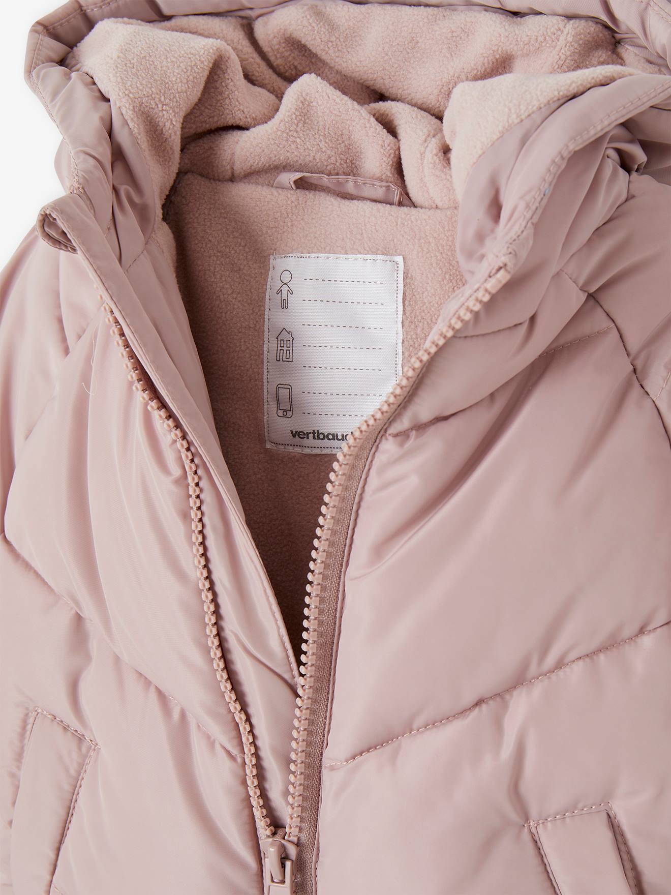 Thumbnail - Mädchen Baby Steppjacke mit Kapuze und Recycling-Polyester pudrig