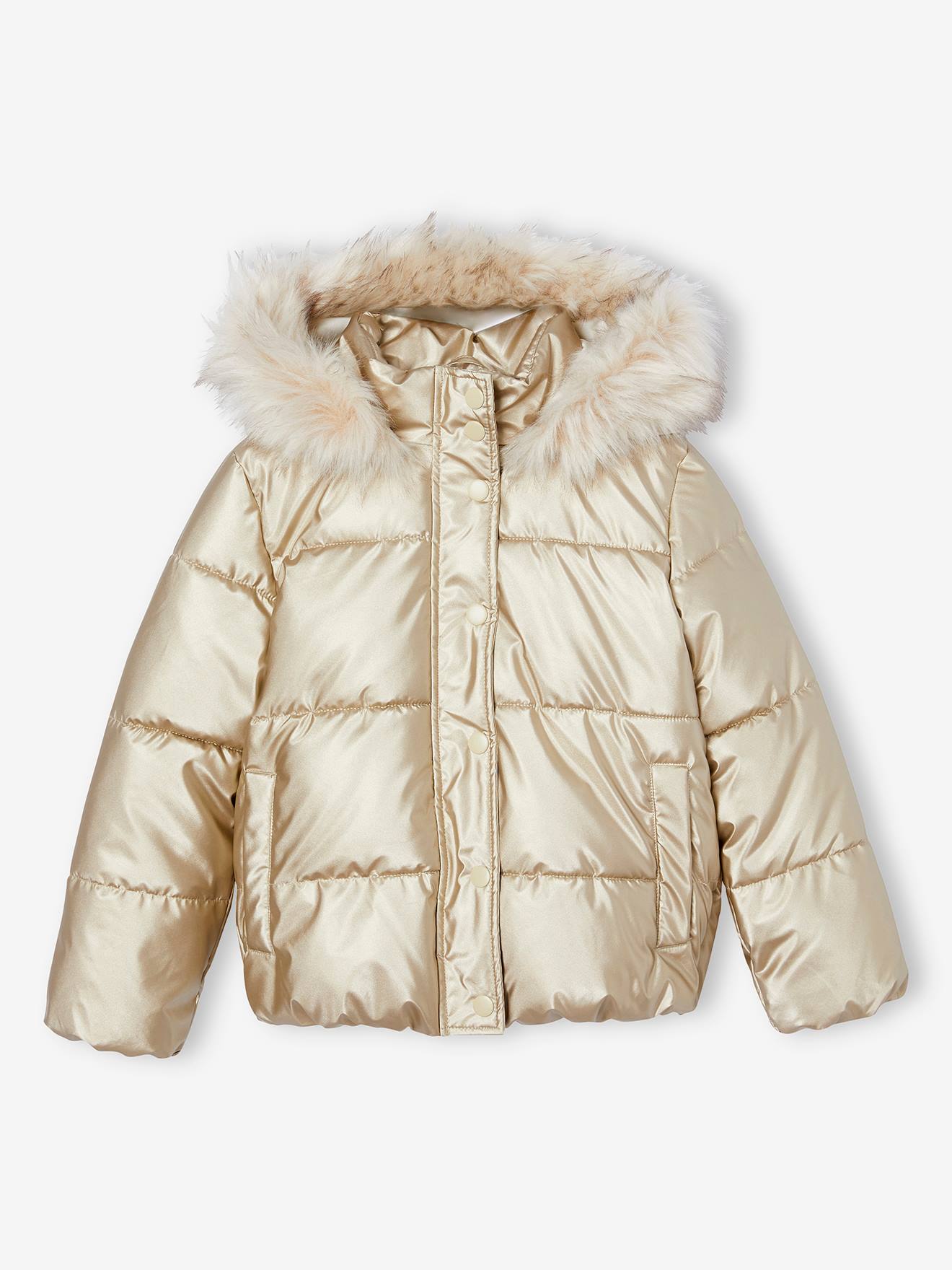 Mädchen Steppjacke mit Kapuze und Fleecefutter