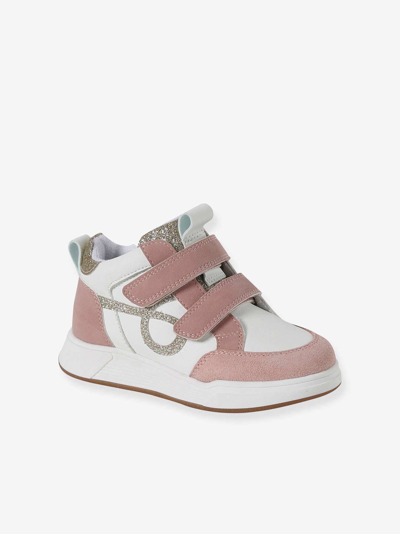 Mädchen High-Sneakers mit Glitzer, 2 Klettriemchen set rosa Gr. 29 von vertbaudet