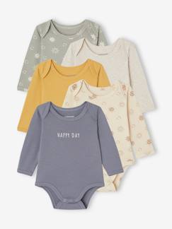 Babymode-Bodys-5er-Pack Baby Langarm-Bodys in Schlupfform mit Sonnen, Bio-Baumwolle