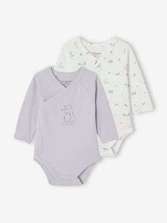 Babymode-Bio-Kollektion: 2er-Pack Baby Wickelbodys mit langen Ärmeln