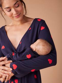 Umstandsmode-Bio-Kollektion: Set MON COEUR aus Damen Nachthemd, Baby Body & Beutel ENVIE DE FRAISE