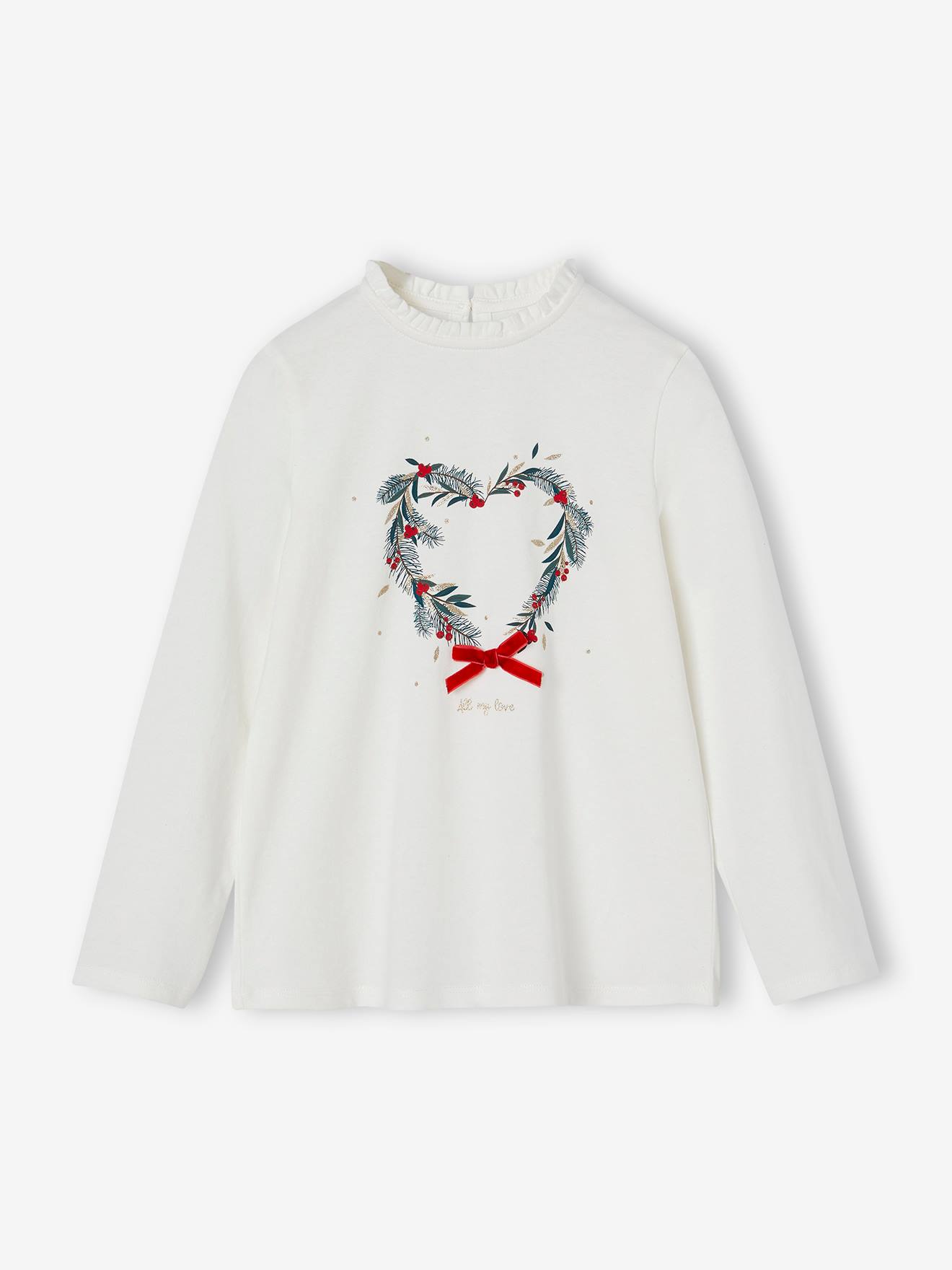 Mädchen Langarmshirt mit Weihnachtskranz