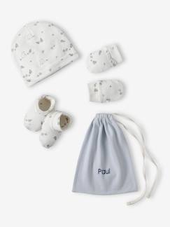 Jungen Baby-Set: Mütze, Fäustlinge, Schühchen & Beutel BÄR, personalisierbar  [numero-image]