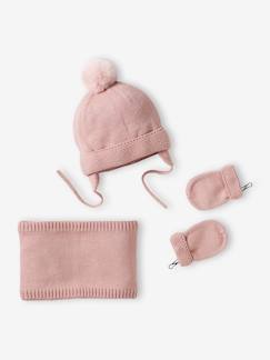 Babymode-Mädchen Baby-Set: Mütze, Rundschal & Fäustlinge BASICS