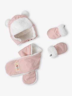 Babymode-Baby-Set: Mütze mit Ohrenklappen, Schal & Fäustlinge