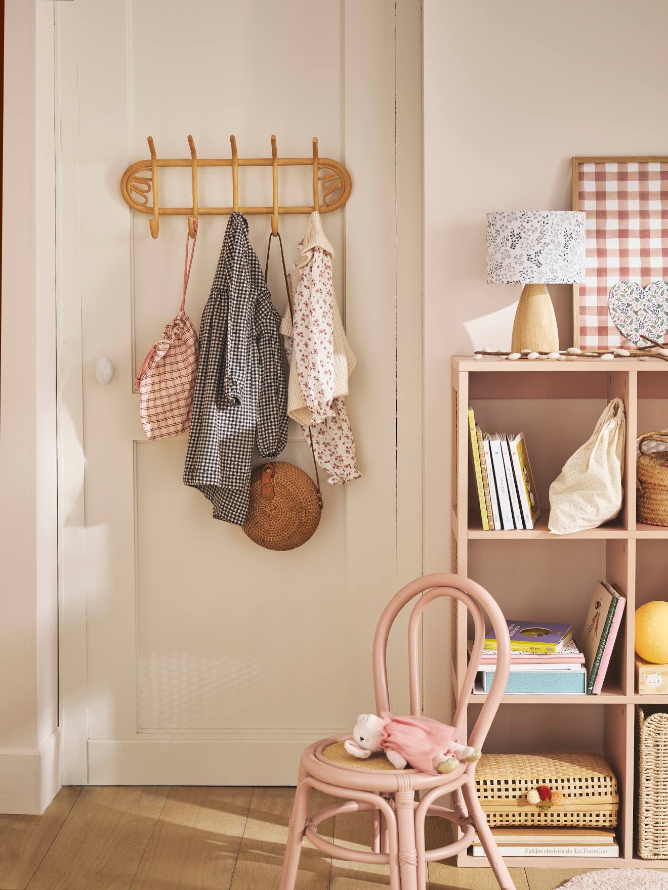 Vertbaudet Wandgarderobe Aus Rattan Mit 5 Kleiderhaken Braun Einheitsgröße