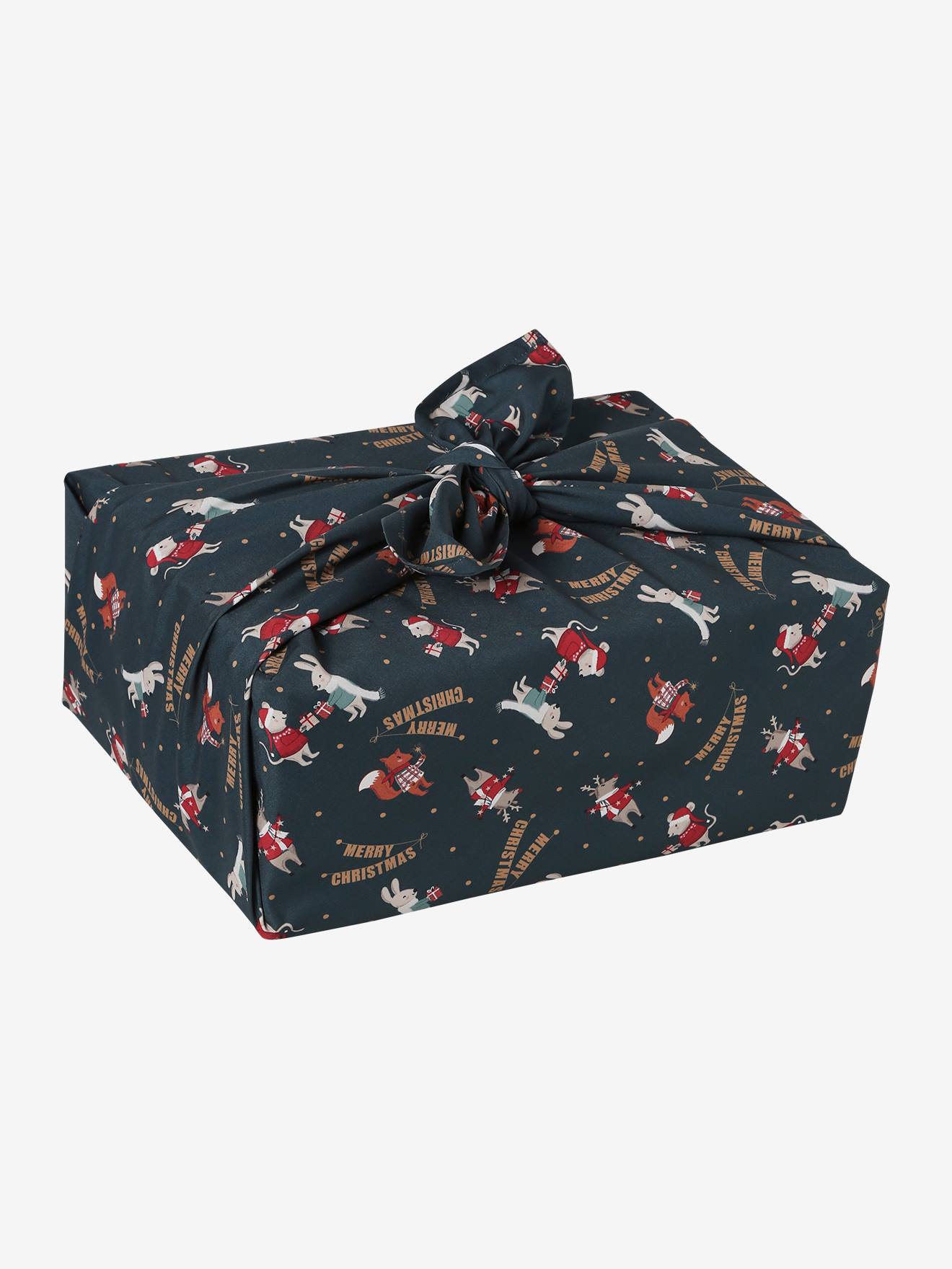 Thumbnail - 2er-Set Furoshiki-Geschenktücher Weihnachtsmann und Freunde