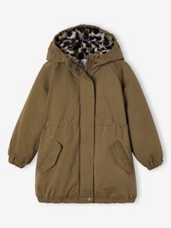 -Mädchen Winterjacke mit Kapuze, Wattierung Recycling-Polyester